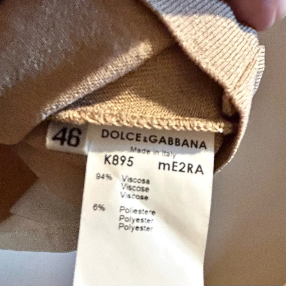 Dolce & Gabbana Limited Release Ribbed Tank Golden Fawn V Neck Halter Tie Top 46 - Picture 7 of 11